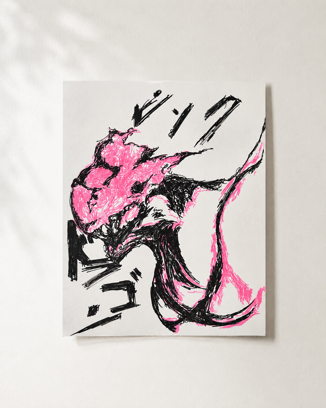 みらい作「ピンクドラゴン」2026年5月・画用紙にマジックペン